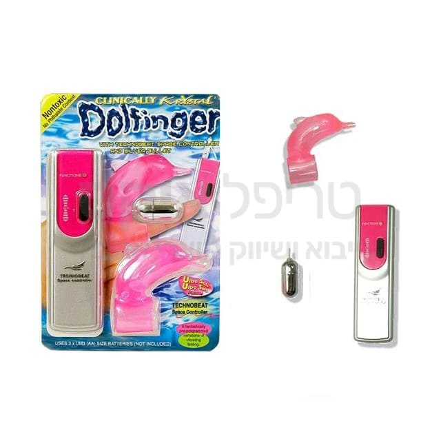 דולפינגר Dolfinger הנו אצבעון סיליקון טהור דמוי דולפין, בעל רטט איכותי ב-7 תוכניות שונות להתאמה ולעונג מושלם. לגירוי בכל מקום העולה בדמיון. למוצר ביצת רטט זעירה ואפקטיבית ביותר, המולבשת לתוך דולפין הסיליקון, וגורמת לו לרטוט בצורה חזקה ונעימה. בשלט המכשיר קיימים 7 מצבי רטט מתוכנתים, בעלי פולסים ומקצבים שונים לבחירה, להתאמה מירבית. מופעל בעוצמה מדהימה של 4.5 כח. למוצר מתג הפעלה קל ונוח, וכן טבעת לאיבטוח על האצבע. להלביש על האצבע ולפנק באיזה מקצב שרוצים! עובד על 3 סוללות AA.